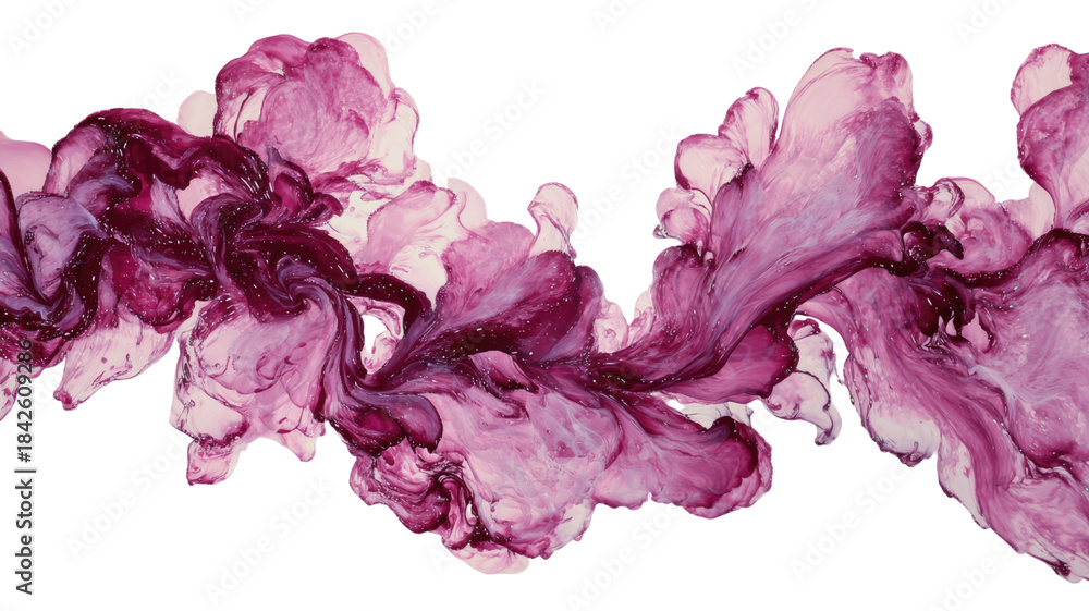 Obraz premium Abstract watercolor background with purple ink splashes creating a floral pattern of pink and lilac spring blossoms