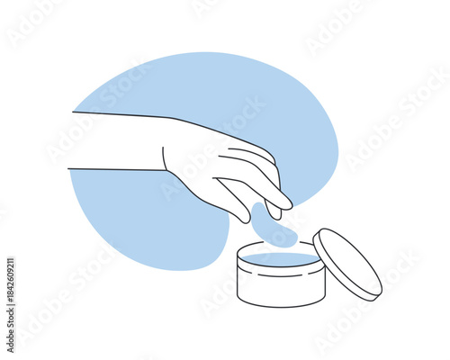 Hand holding moisturizing patch for skin hydration procedure vector illustration