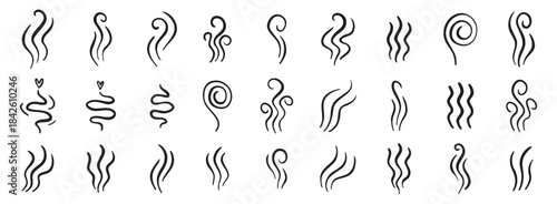 hot steam icon design line element, doodle smell sign, wave symbol. hot drink lines