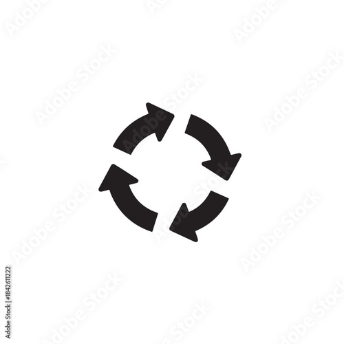 Circular sync arrows icon vector illustration for recycling and process flow