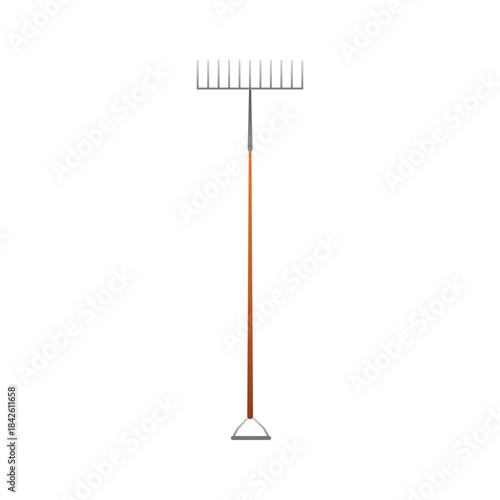 Garden rake, farmers tool for horticulture, agriculture, farming vector illustration