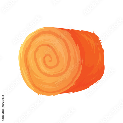 Round hay bale, straw and dry gold grass stack and agriculture fodder vector illustration