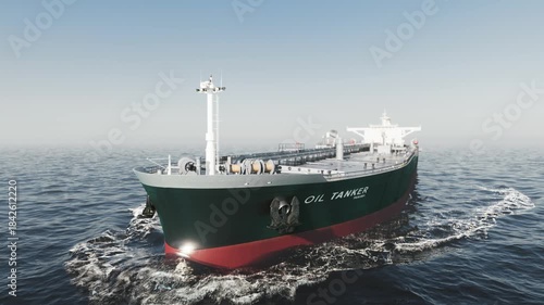 Super oil tanker ship at sea. large crude oil carrier at sea. 3d render