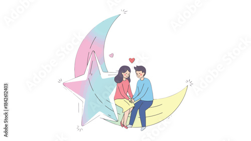 Cosmic Rendezvous: A tender moment unfolds as a couple finds solace, intertwined in love amidst a celestial backdrop, evoking a sense of romance and tranquility.