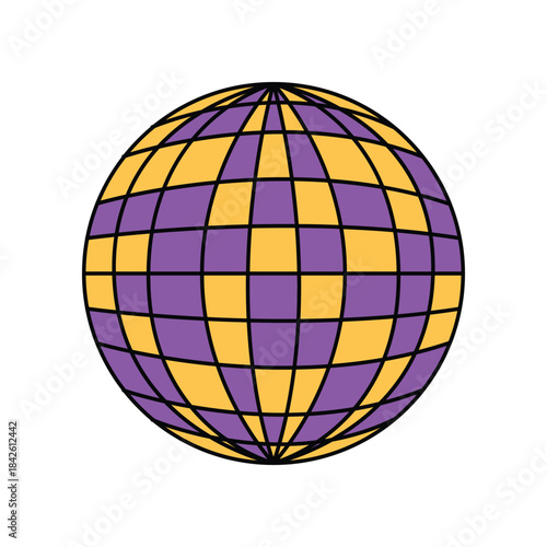 Groovy disco ball for retro music dance party in night club vector illustration