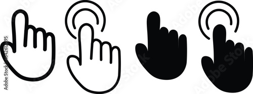 
Cursor mouse click icon set. Computer mouse click cursor gray arrow icons. hand pointer, click effect, arrow pointer, icons. Arrow click pixel cursor set. Mouse cursor pointer collection.
