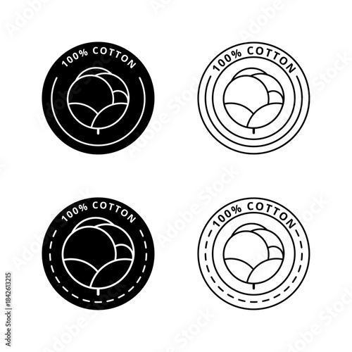 Set of 100% cotton icons vector illustration