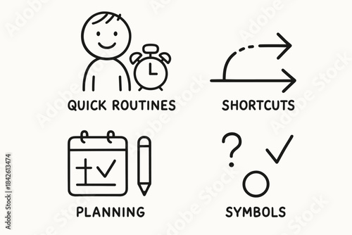Time-Saving Icons – Quick Routines, Shortcuts and Planning Symbols