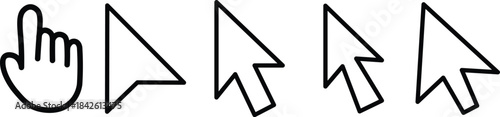 
Cursor mouse click icon set. Computer mouse click cursor gray arrow icons. hand pointer, click effect, arrow pointer, icons. Arrow click pixel cursor set. Mouse cursor pointer collection.
