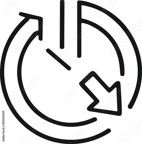 Simple black and white outline vector icon illustrating a person's silhouette with an upward curved arrow, representing career promotion, personal growth, and self-improvement concepts.