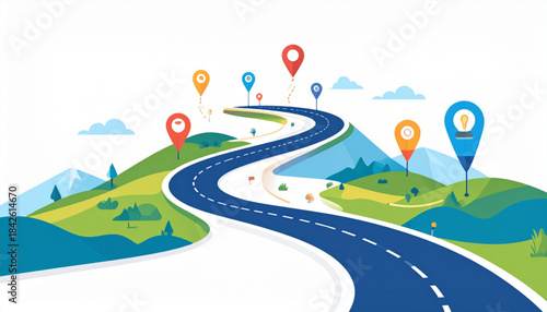 Creative Vector Roadmap for Startup Milestones with Icons