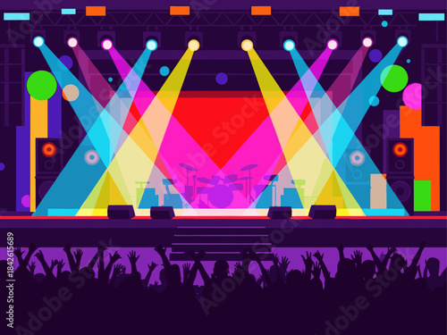 Concert Live Music Stage with Lights Illustration