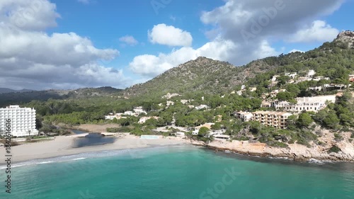 Aerial view, Spain, Balearic Islands, Mallorca, Capdepera, Cuevas de Arta and Platja de Canyamel