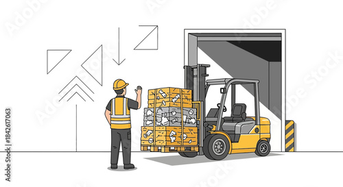 Forklift operator with recycling materials ready for transport in a warehouse facility location