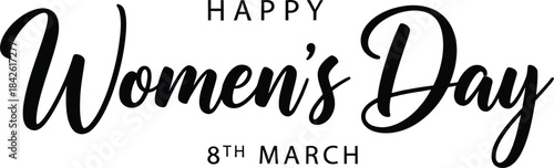 Happy Womens Day 8th March calligraphy text vector