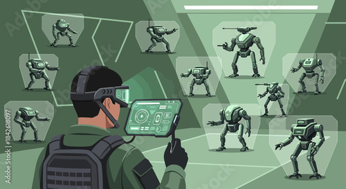 Futuristic Military Operation: Commanding Robotic Units with Augmented Reality Interface