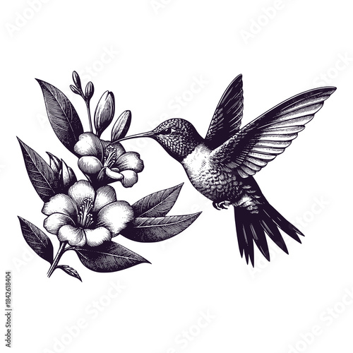 hummingbird sucking flowers