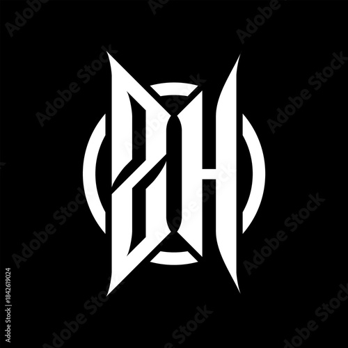 ZH Monogram Logo on Black Background