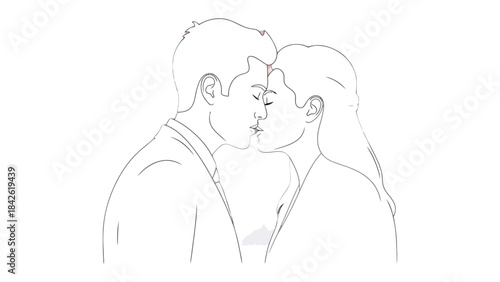 Embrace of Affection: A tender illustration depicts a couple on the cusp of a kiss, their faces close in a moment of pure emotion. 