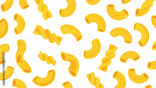 A vibrant and colorful pattern featuring numerous slices of ripe banana arranged randomly across a clean and crisp