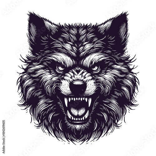 angry wolf head