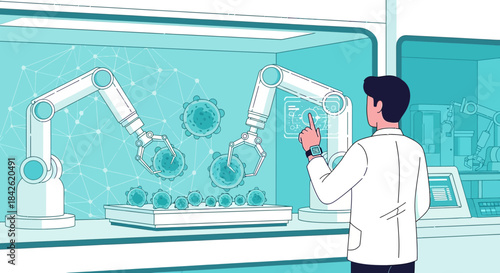 Advanced robotic system for automated virus research and development in medical laboratory