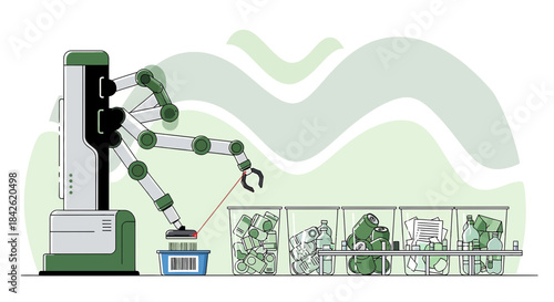 Advanced robotic system sorting waste for efficient recycling process and environmental conservation