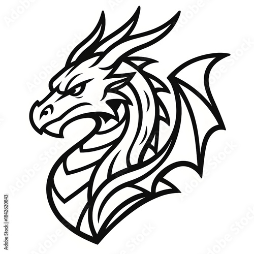 Dragon face logotype illustration vector line art