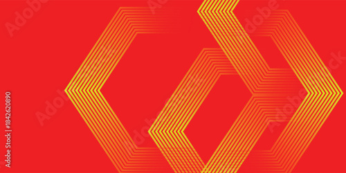 High Contrast Red and Yellow Striped Chevron Lines Vector illustration.