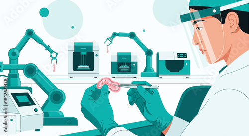 Bioprinting innovation: Scientist using robotic automation to create artificial tissue