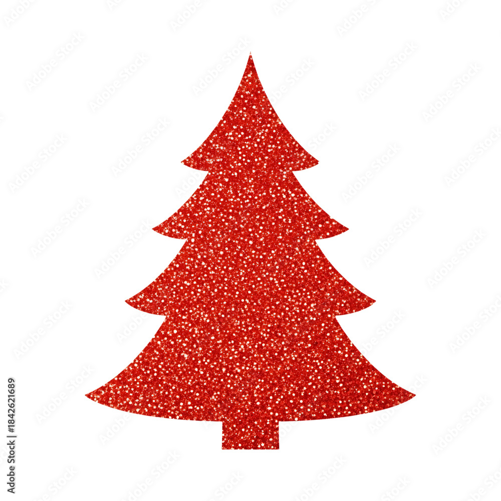 Fototapeta premium Red christmas tree silhouette with white dots on white background