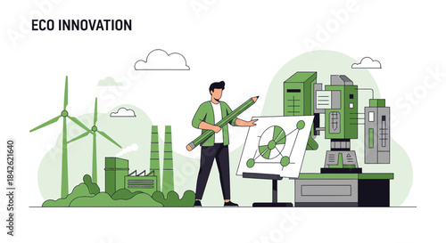 Conceptual illustration showcasing eco innovation, sustainability, and renewable energy solutions