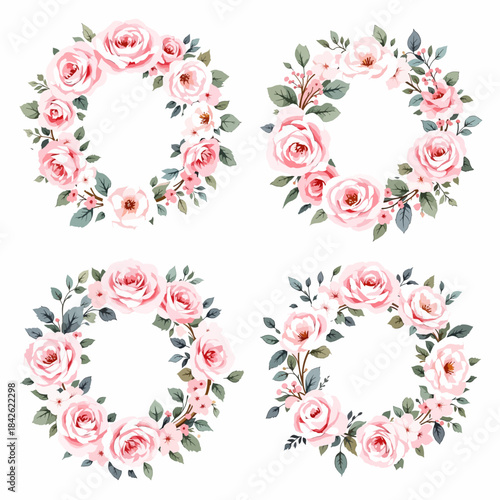 Graceful rose circle compositions with layered petals and balanced foliage