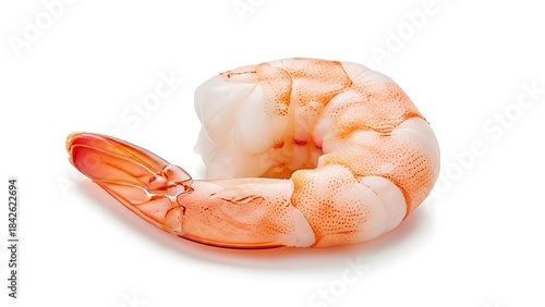 Fresh raw peeled shrimp on white background