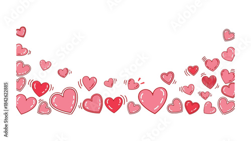 Affectionate Hearts: A collection of heart illustrations cascades across a blank canvas, creating a sweet and whimsical feel, ideal for conveying feelings of love, friendship, or special occasions.