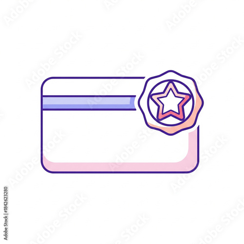 Credit card with a star badge symbol illustration