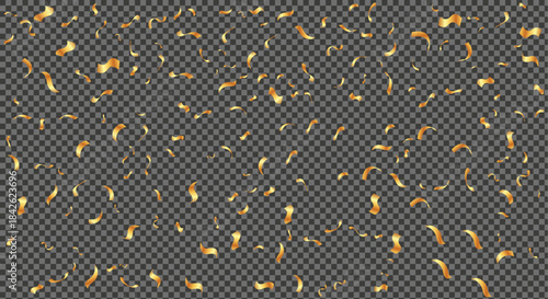 Confetti falling on dark grey background with yellow and orange pieces