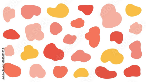 Abstract Organic Shapes Pattern in Coral, Peach, and Yellow Colors