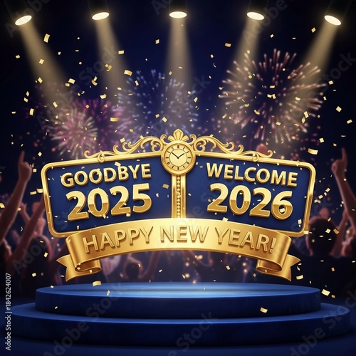 2026.Happy New Year.Goodbye 2025, Welcome 2026.Frohes neues Jahr.