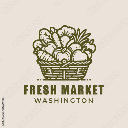 Organic-themed vector logo representing farmers market, fresh produce, and local food branding.