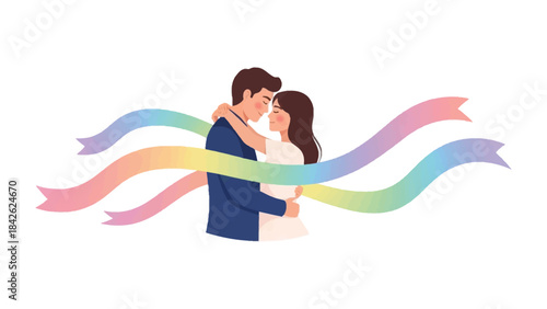 Eternal Embrace: A tender moment captured between a loving couple enveloped in a gentle embrace, symbolizing the essence of love, romance, and everlasting affection. 