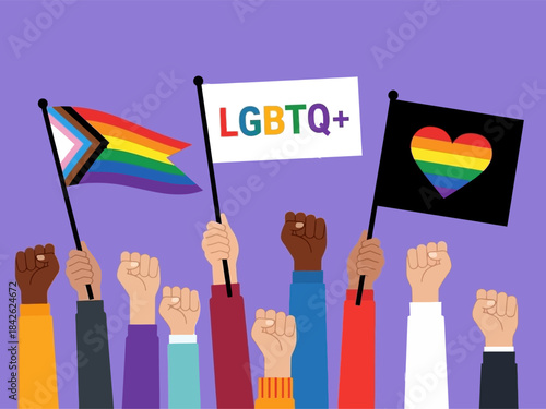 LGBT parade celebrate pride day, vector illustration