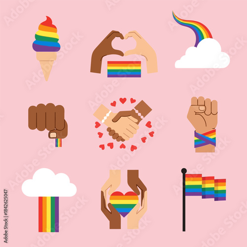 Elements collection for pride month celebration, vector flat design