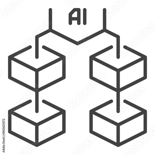AI Blockchain vector Artificial Intelligence Block Chain outline icon or symbol
