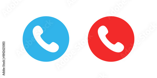 Blue and Red Phone Icons Set for Communication Design