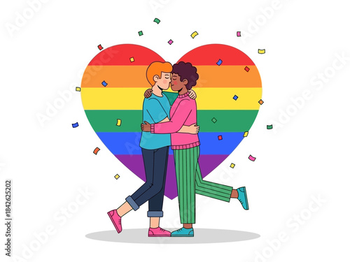 The couple kisses for celebrate pride day, vector illustration