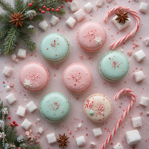 christmas cookies on a blue background