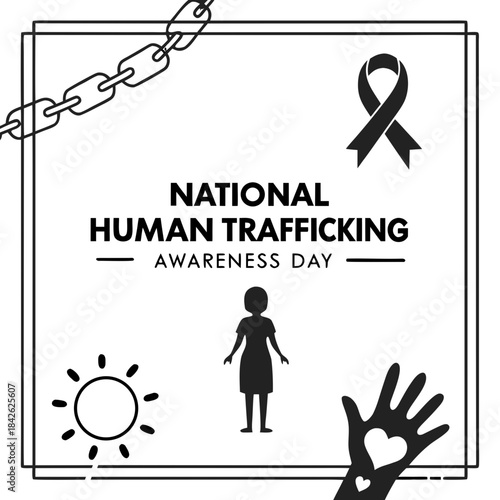 NATIONAL HUMAN TRAFFICKING AWARENESS DAY vector illustration