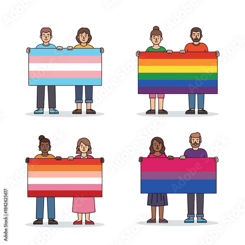 Flat pride month lgbt flags collection