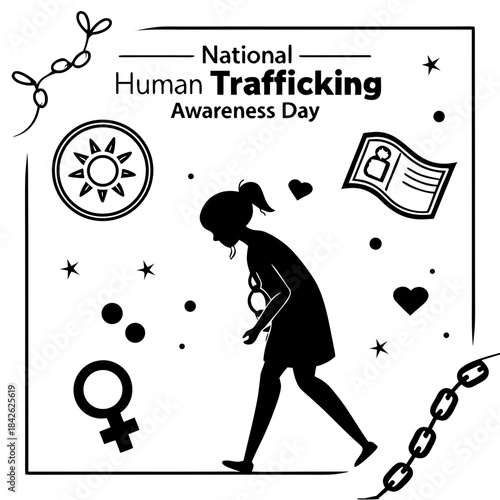 NATIONAL HUMAN TRAFFICKING AWARENESS DAY vector illustration